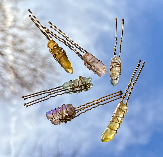 6-Pack Pastel Rainbow Quartz Hair Bobby Pins