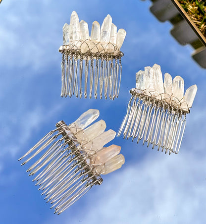 Clear Quartz Hair Comb Pins