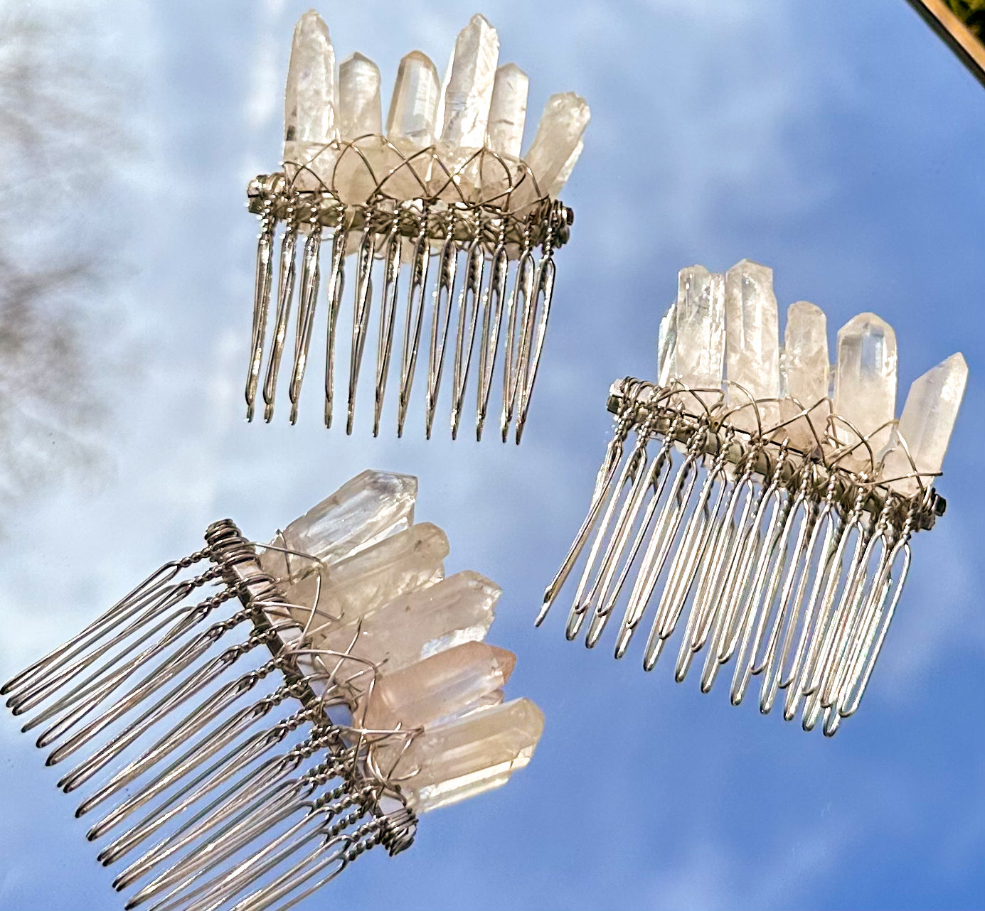 Clear Quartz Hair Comb Pins