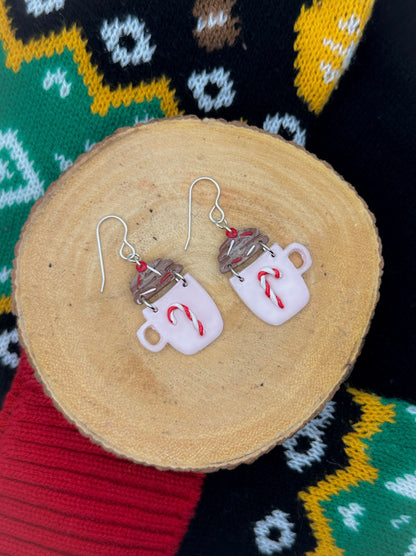 "Peppermint Mocha Latte" Dangle Earrings