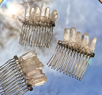 Clear Quartz Hair Comb Pins