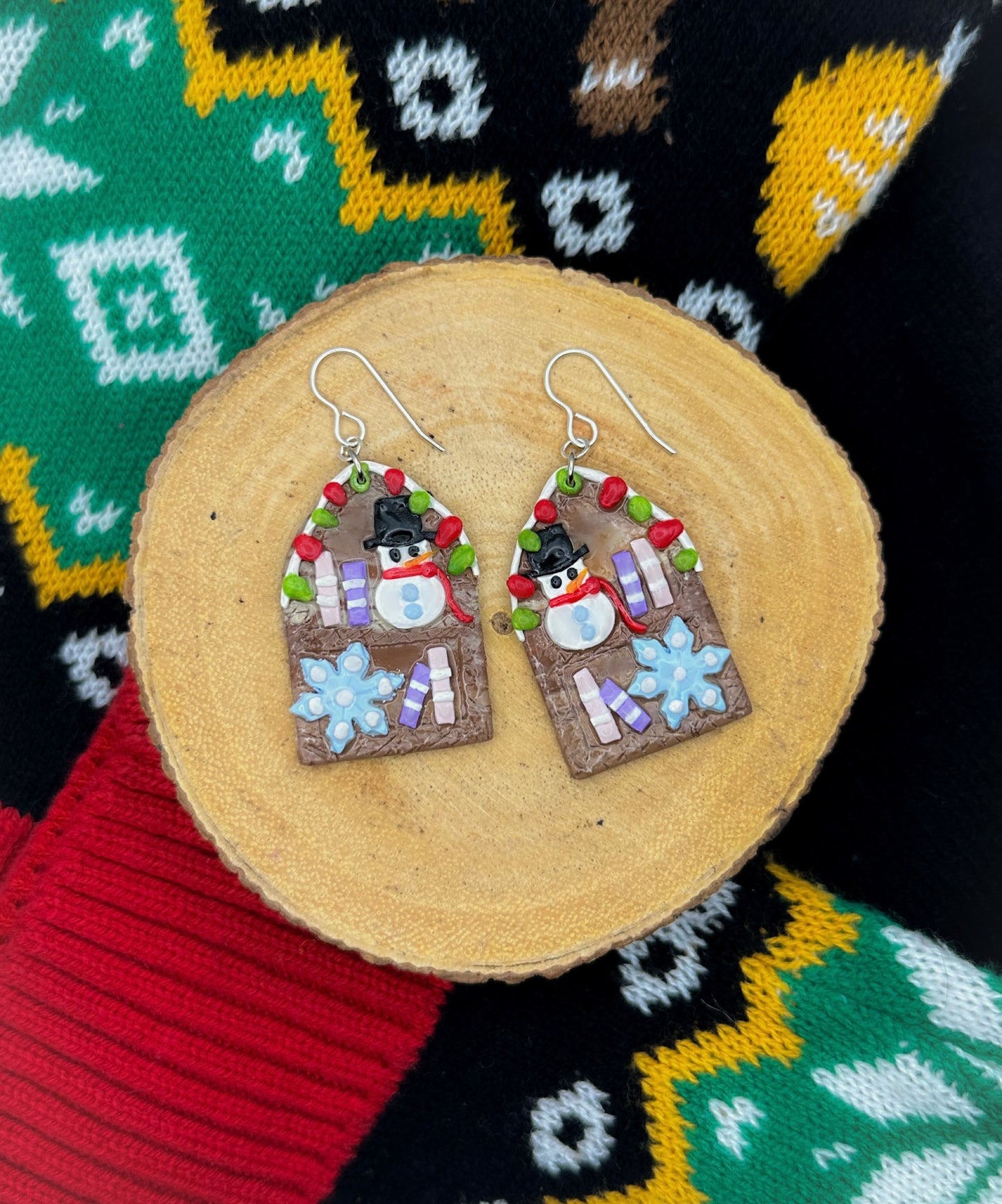 "Winter Bookshelf" Dangle Earrings