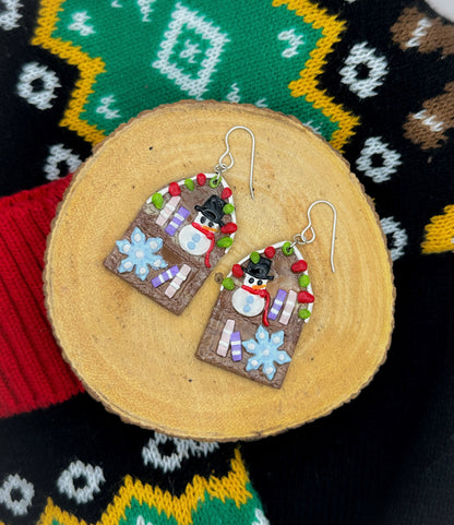 "Winter Bookshelf" Dangle Earrings