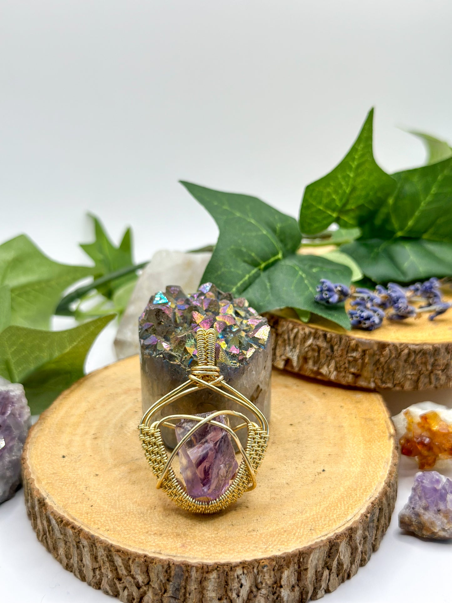 "Golden Peace" Amethyst Pendant