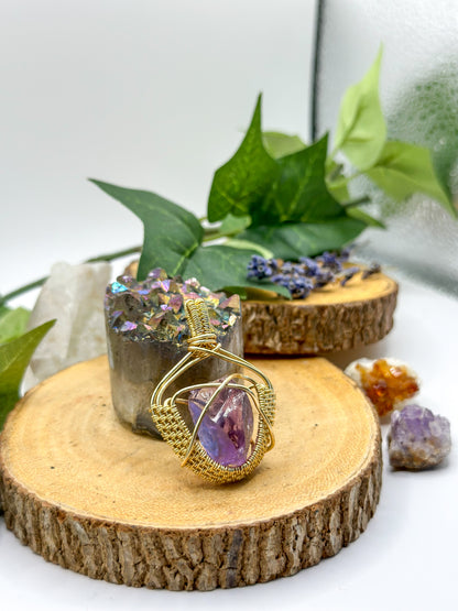 "Golden Peace" Amethyst Pendant