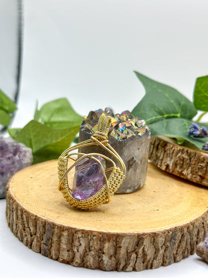 "Golden Peace" Amethyst Pendant