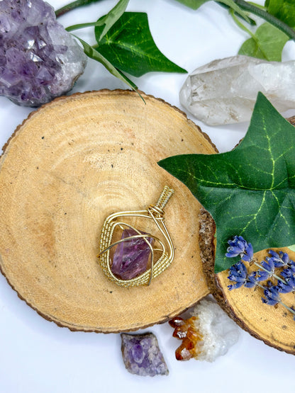 "Golden Peace" Amethyst Pendant