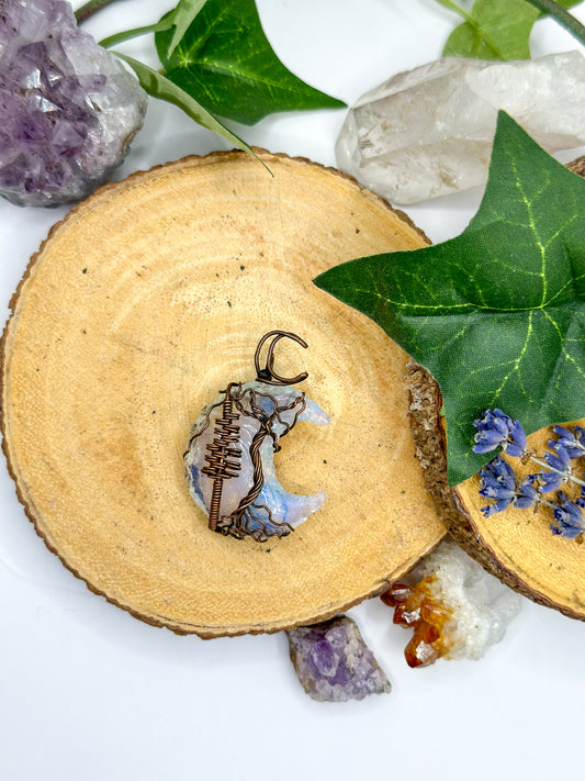 "Waning Moon in the Forest" Opalite Pendant