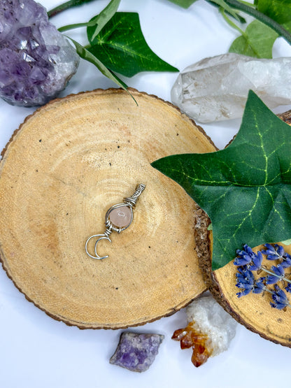 "Mystic Moon" Rose Quartz Mini Pendant