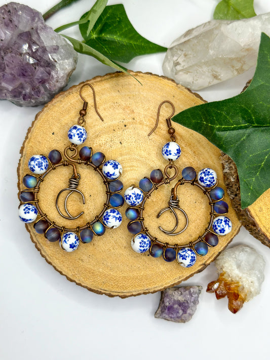 "Porcelain Moon" Dangle Earrings