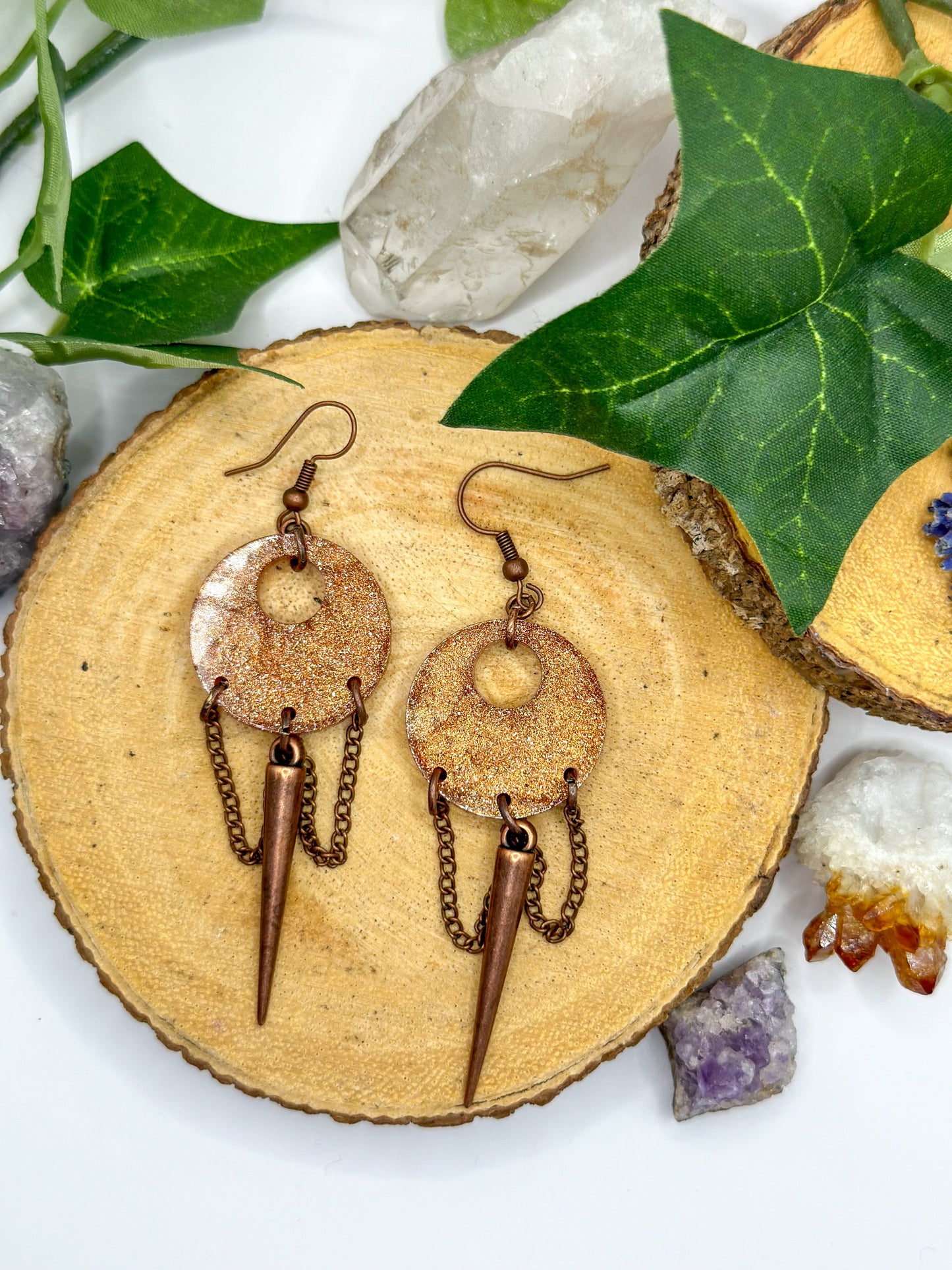 "Glitter and Terracotta" Dangle Earrings