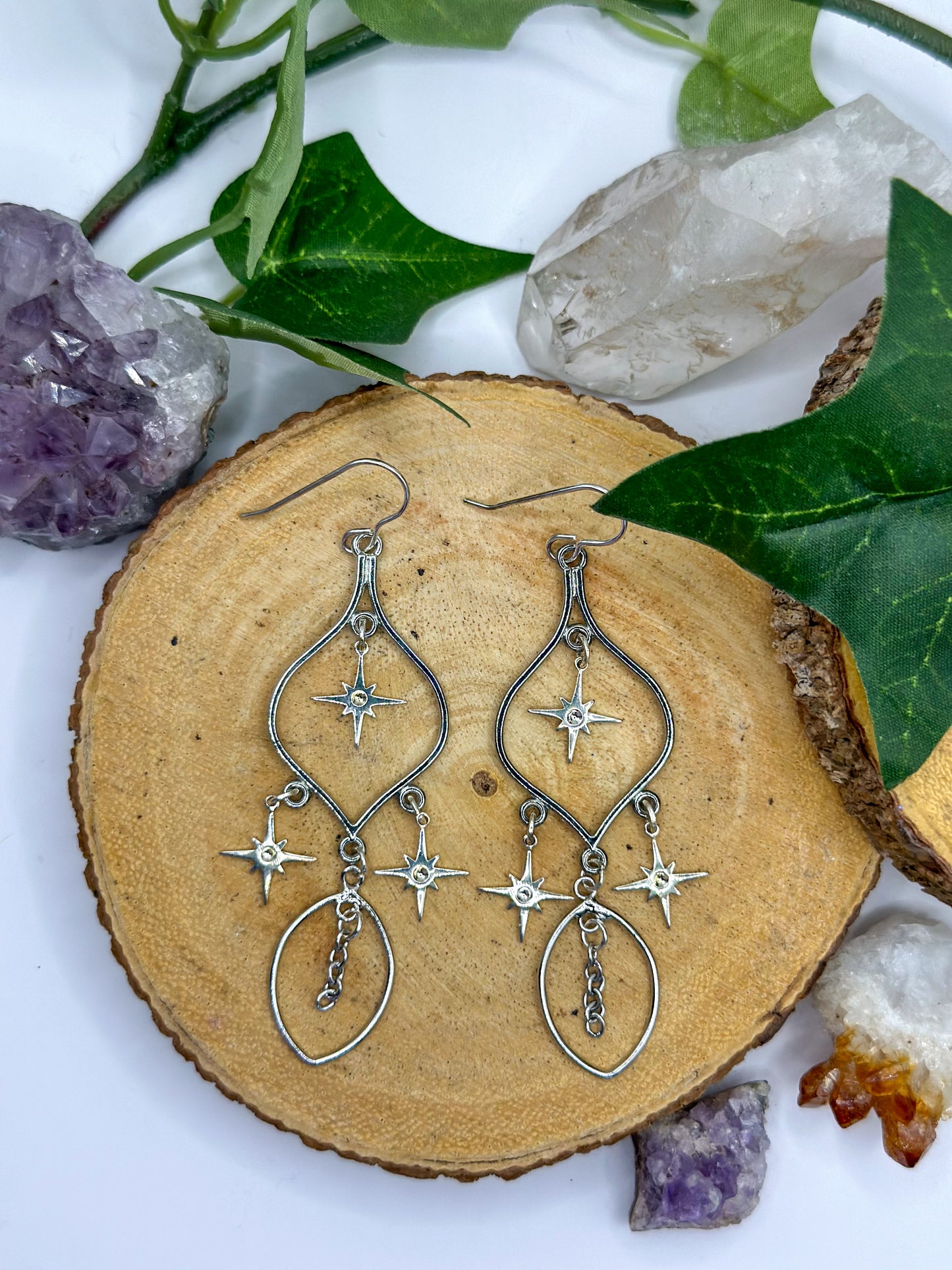 "Northern Stars" Silver Dangle Earrings