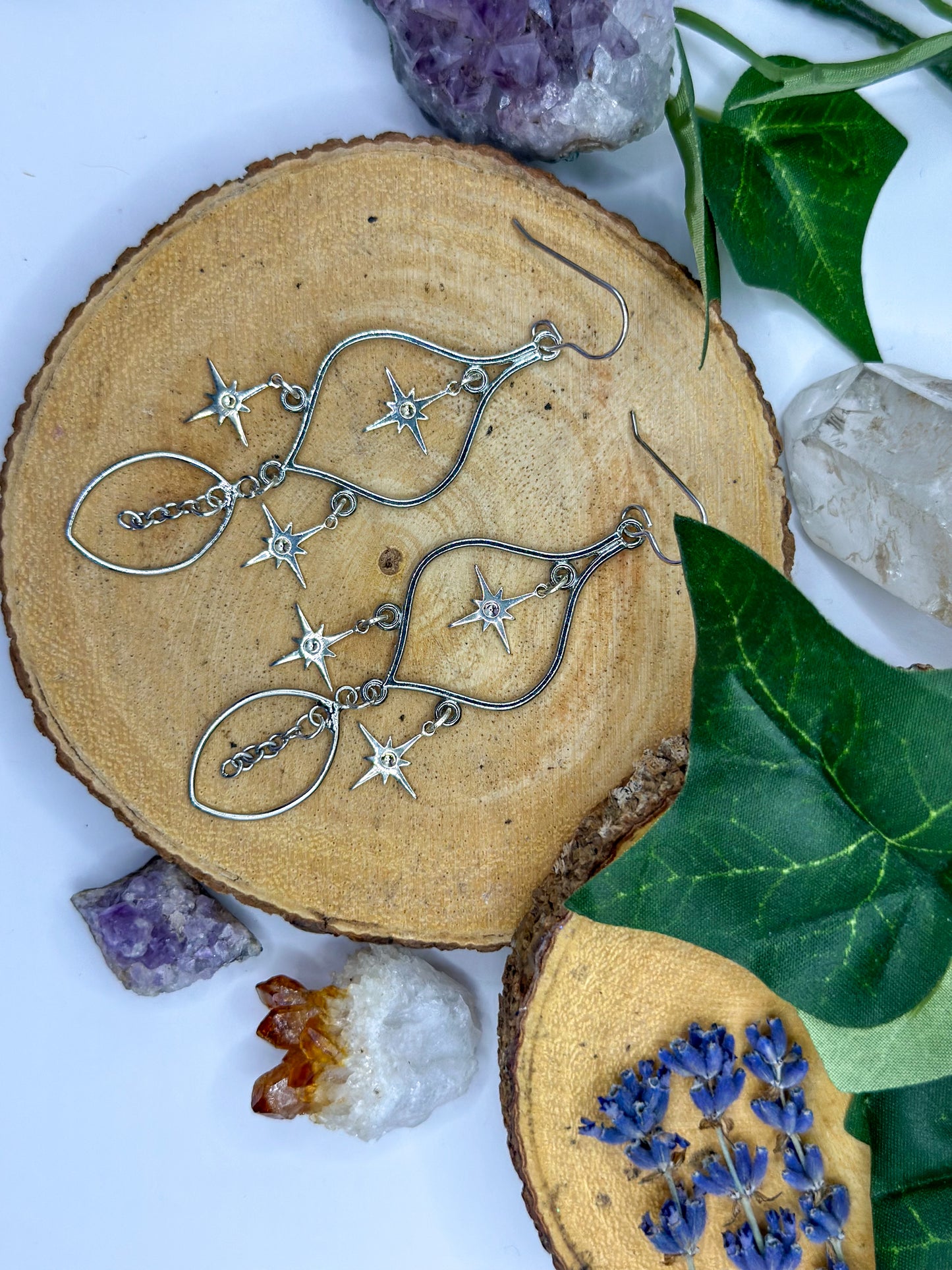 "Northern Stars" Silver Dangle Earrings