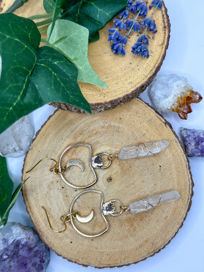 "Meadow of Mystics" Clear Quartz Dangle Earrings