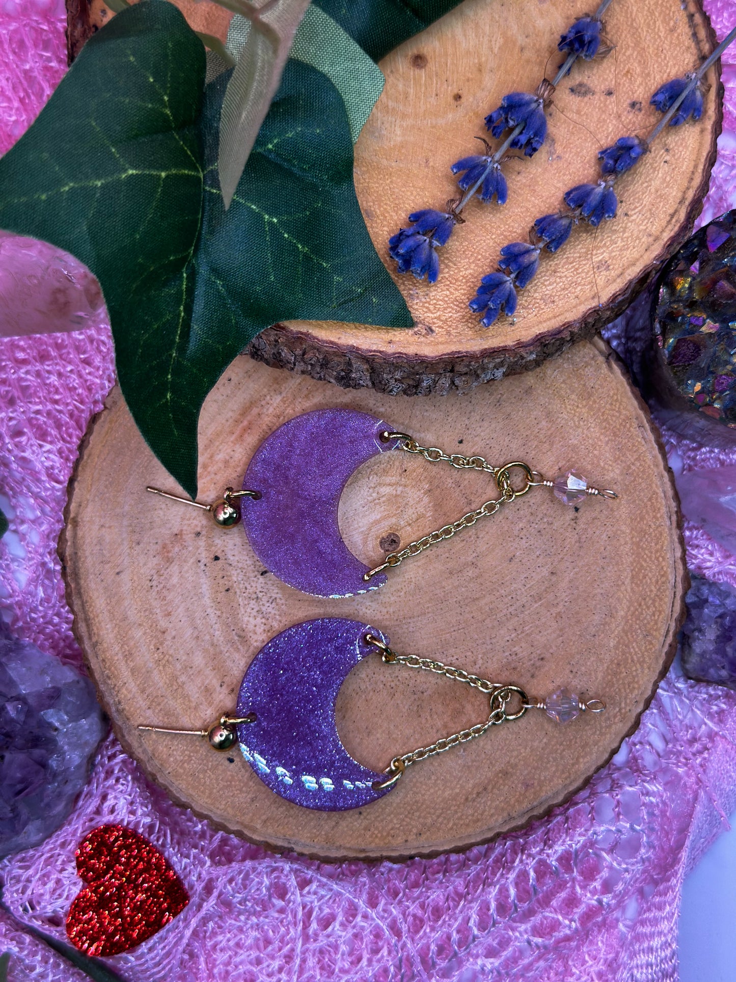 "Purple Moon" Dangle Earrings