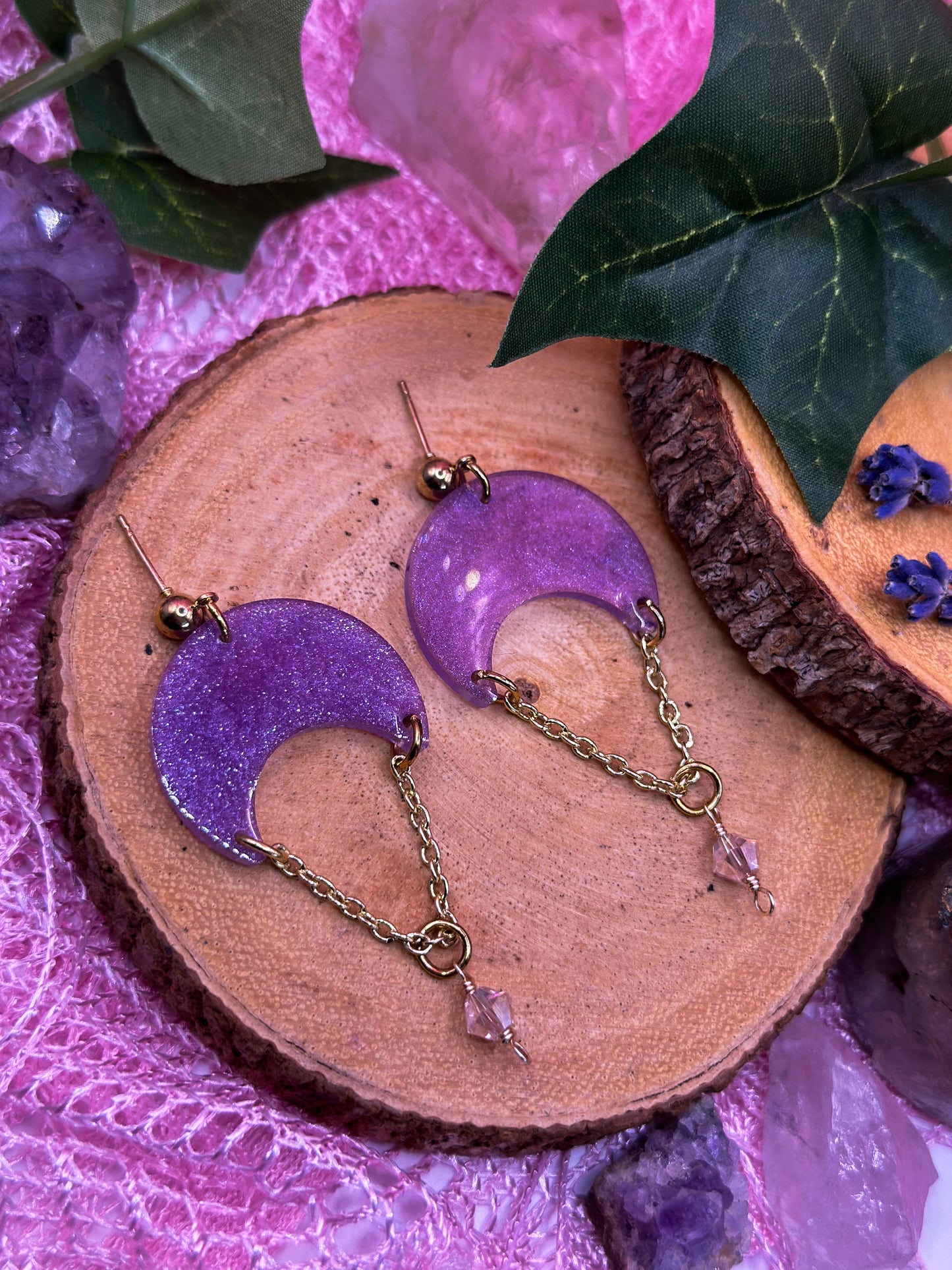 "Purple Moon" Dangle Earrings