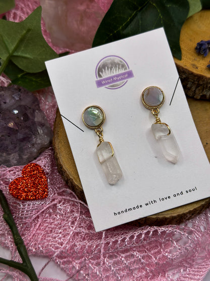 "Reflection" Clear Quartz Dangle Earrings