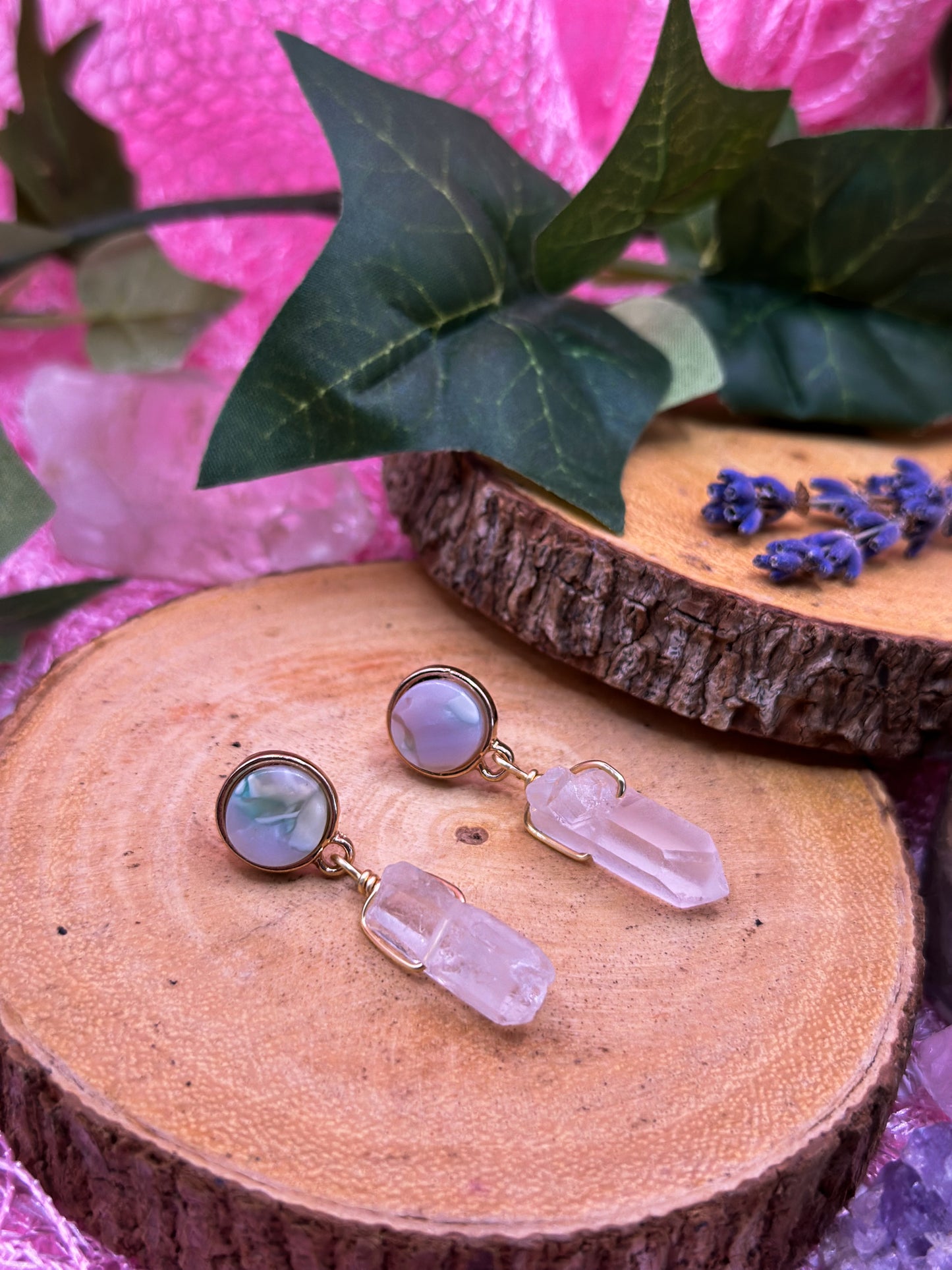 "Reflection" Clear Quartz Dangle Earrings